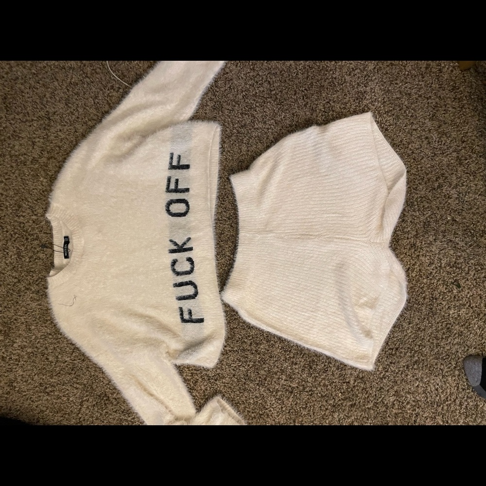 Nasty gal “fuck off” sweater and shorts set, never worn, perfect condition